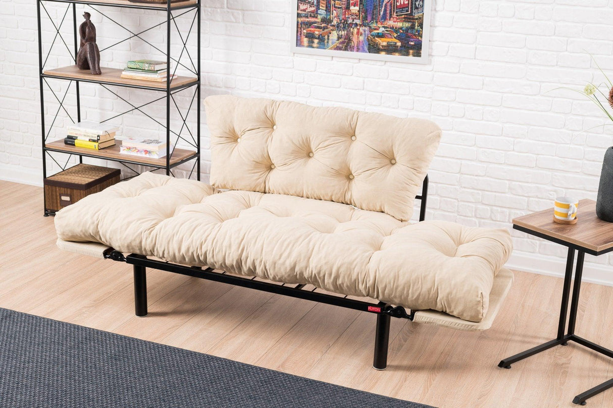 Canapea extensibilă 2 locuri Nitta, Diverse culori, 155x70x85 cm - Crem | SKU: 859FTN1216 | Canapea extensibilă 2 locuri Nitta, 155x70x85 cm, varianta Crem, produs pentru amenajarea locuinței, disponibil online în România la CasaMob