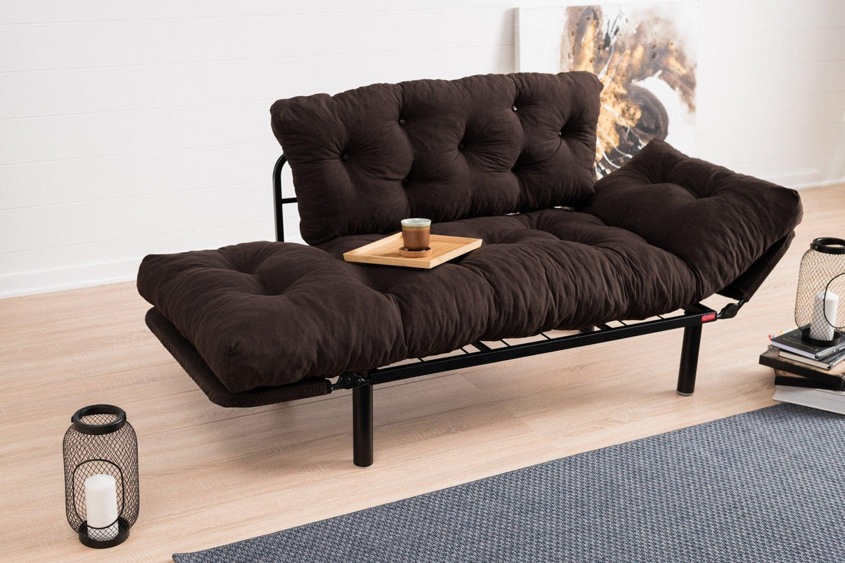 Canapea extensibilă 2 locuri Nitta, Diverse culori, 155x70x85 cm - Maro | SKU: 859FTN1217 | Canapea extensibilă 2 locuri Nitta, 155x70x85 cm, varianta Maro, produs pentru amenajarea locuinței, disponibil online în România la CasaMob