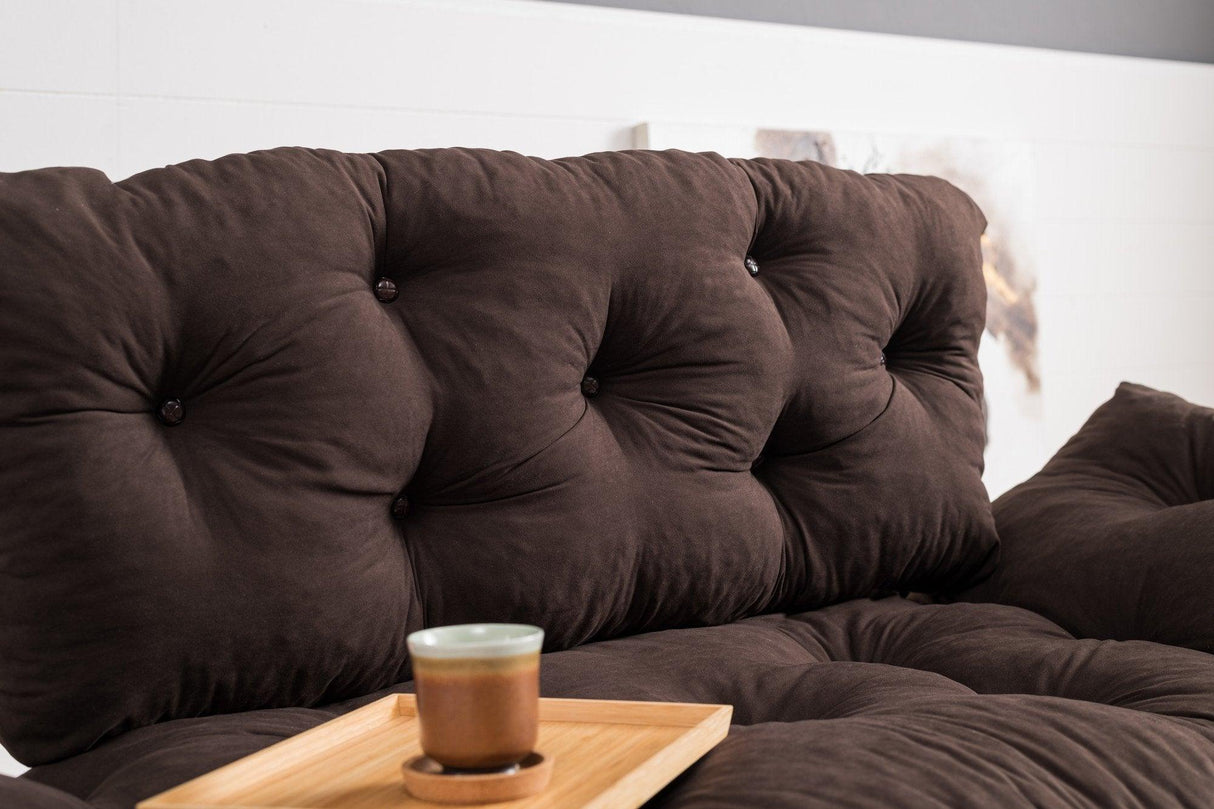 Canapea extensibilă 2 locuri Nitta, Diverse culori, 155x70x85 cm - Maro | SKU: 859FTN1217 | Canapea extensibilă 2 locuri Nitta, 155x70x85 cm, varianta Maro, produs pentru amenajarea locuinței, disponibil online în România la CasaMob