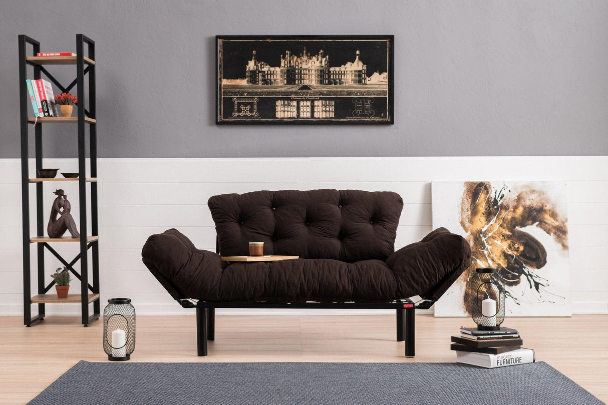 Canapea extensibilă 2 locuri Nitta, Diverse culori, 155x70x85 cm - Maro | SKU: 859FTN1217 | Canapea extensibilă 2 locuri Nitta, 155x70x85 cm, varianta Maro, produs pentru amenajarea locuinței, disponibil online în România la CasaMob