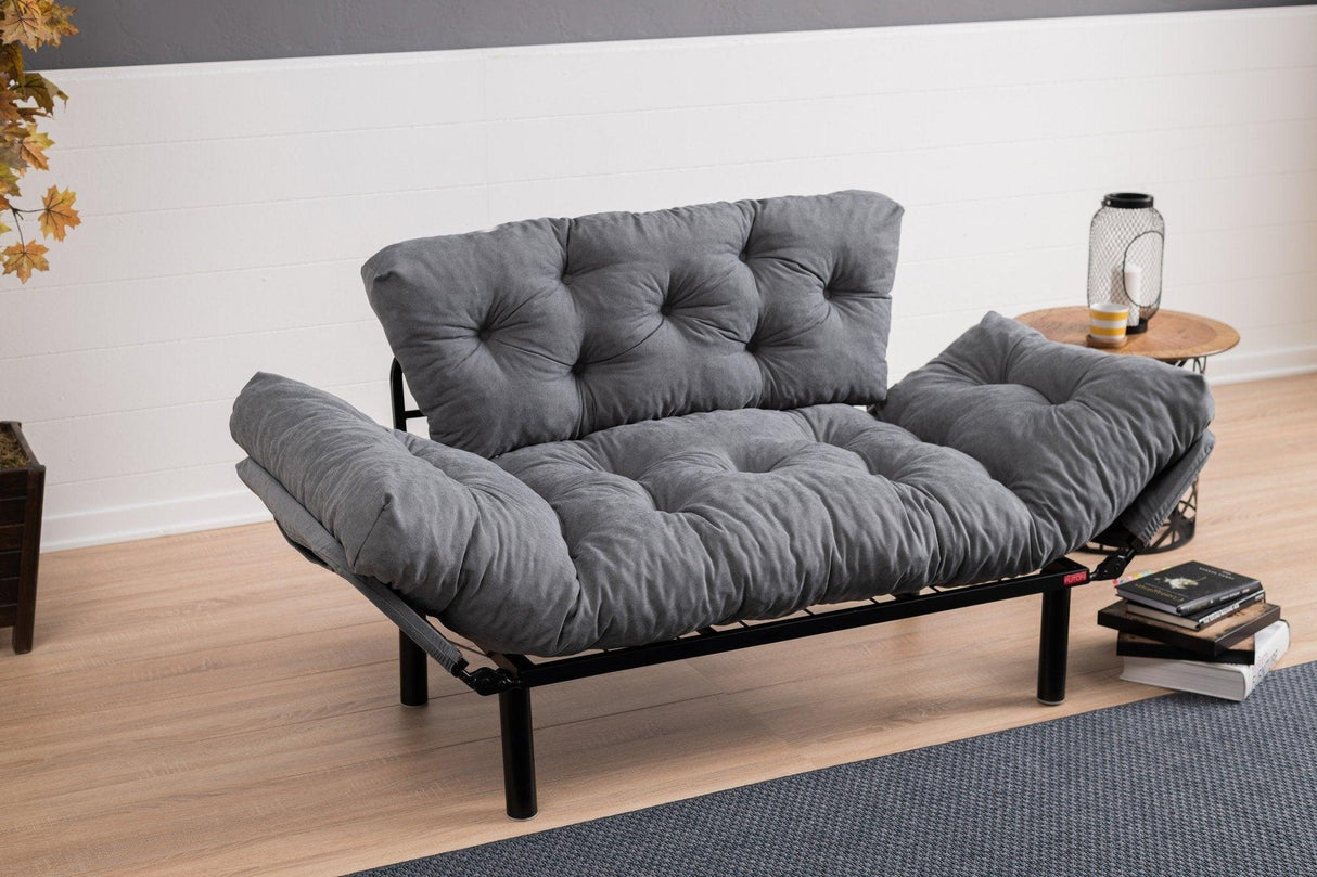 Canapea extensibilă 2 locuri Nitta, Diverse culori, 155x70x85 cm - Gri | SKU: 859FTN1218 | Canapea extensibilă 2 locuri Nitta, 155x70x85 cm, varianta Gri, produs pentru amenajarea locuinței, disponibil online în România la CasaMob
