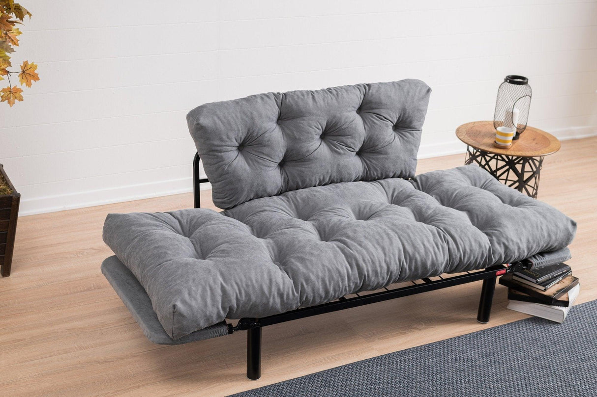 Canapea extensibilă 2 locuri Nitta, Diverse culori, 155x70x85 cm - Gri | SKU: 859FTN1218 | Canapea extensibilă 2 locuri Nitta, 155x70x85 cm, varianta Gri, produs pentru amenajarea locuinței, disponibil online în România la CasaMob