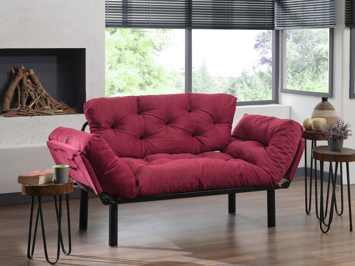 Canapea extensibilă 2 locuri Nitta, Bordo, 155x70x80 cm