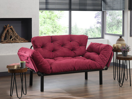 Canapea extensibilă 2 locuri Nitta, Bordo, 155x70x80 cm