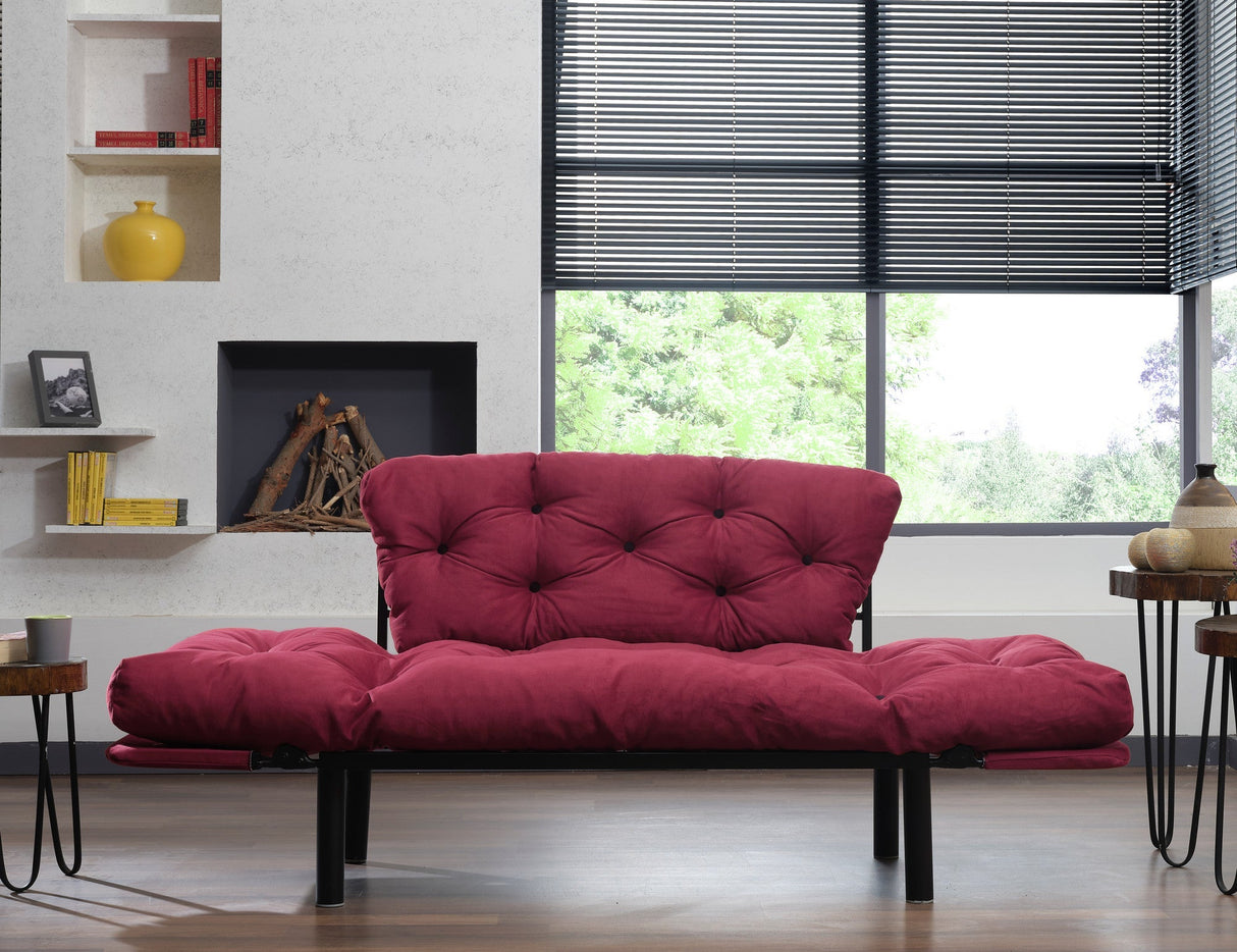 Canapea extensibilă 2 locuri Nitta, Bordo, 155x70x80 cm