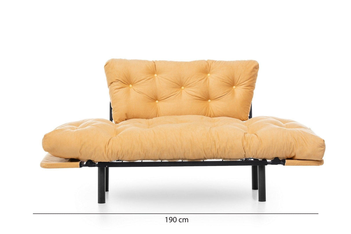 Canapea extensibilă 2 locuri Nitta, Diverse culori, 155x70x85 cm - Muștar | SKU: 859FTN1245 | Canapea extensibilă 2 locuri Nitta, 155x70x85 cm, varianta Muștar, produs pentru amenajarea locuinței, disponibil online în România la CasaMob