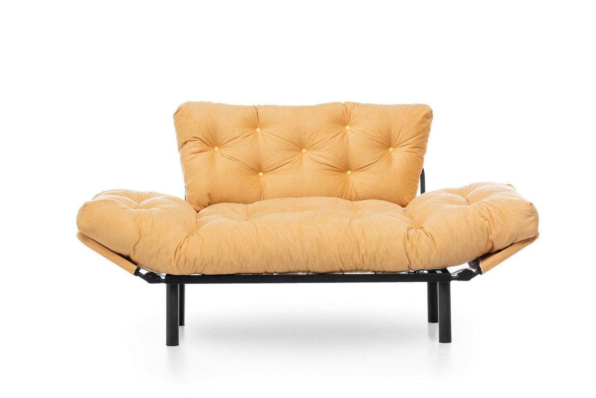 Canapea extensibilă 2 locuri Nitta, Diverse culori, 155x70x85 cm - Muștar | SKU: 859FTN1245 | Canapea extensibilă 2 locuri Nitta, 155x70x85 cm, varianta Muștar, produs pentru amenajarea locuinței, disponibil online în România la CasaMob