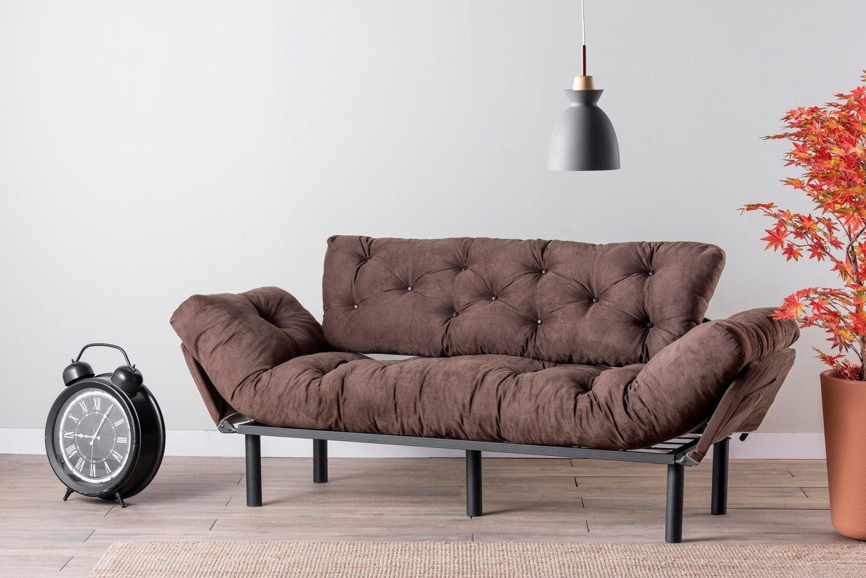 Canapea extensibilă 3 locuri Nitta Triple, Diverse culori, 185x70x85 cm - Maro | SKU: 859FTN1359 | Canapea extensibilă 3 locuri Nitta Triple, 185x70x85 cm, varianta Maro, produs pentru amenajarea locuinței, disponibil online în România la CasaMob