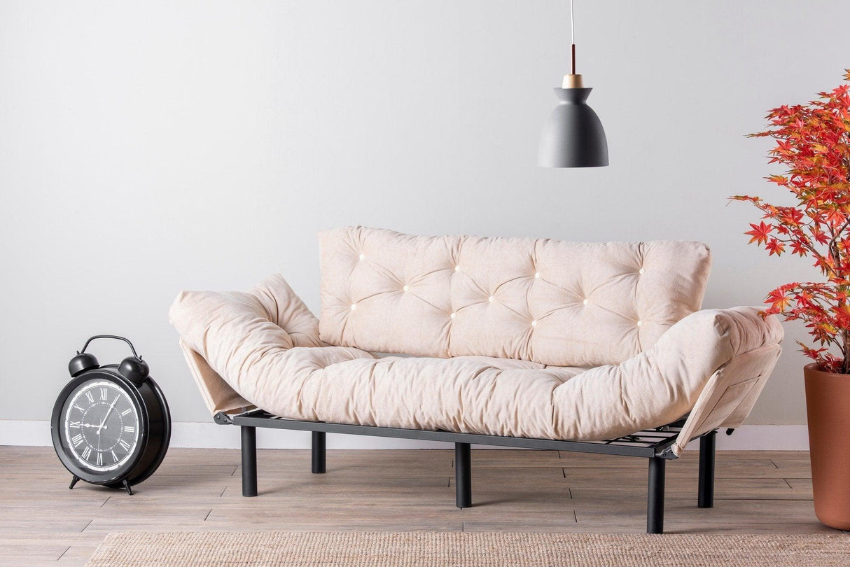 Canapea extensibilă 3 locuri Nitta Triple, Diverse culori, 185x70x85 cm - Crem | SKU: 859FTN1360 | Canapea extensibilă 3 locuri Nitta Triple, 185x70x85 cm, varianta Crem, produs pentru amenajarea locuinței, disponibil online în România la CasaMob