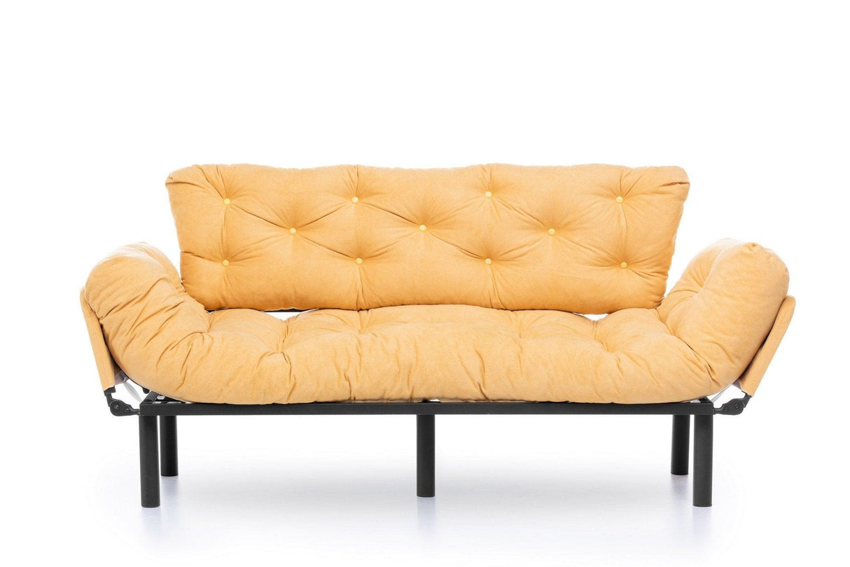 Canapea extensibilă 3 locuri Nitta Triple, Diverse culori, 185x70x85 cm - Muștar | SKU: 859FTN1364 | Canapea extensibilă 3 locuri Nitta Triple, 185x70x85 cm, varianta Muștar, produs pentru amenajarea locuinței, disponibil online în România la CasaMob