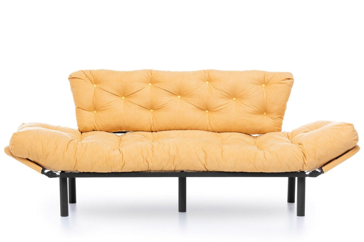 Canapea extensibilă 3 locuri Nitta Triple, Diverse culori, 185x70x85 cm - Muștar | SKU: 859FTN1364 | Canapea extensibilă 3 locuri Nitta Triple, 185x70x85 cm, varianta Muștar, produs pentru amenajarea locuinței, disponibil online în România la CasaMob
