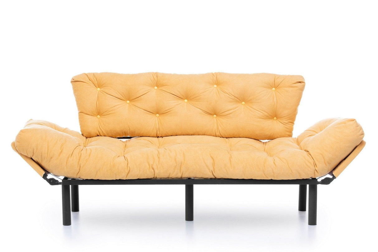 Canapea extensibilă 3 locuri Nitta Triple, Diverse culori, 185x70x85 cm - Muștar | SKU: 859FTN1364 | Canapea extensibilă 3 locuri Nitta Triple, 185x70x85 cm, varianta Muștar, produs pentru amenajarea locuinței, disponibil online în România la CasaMob