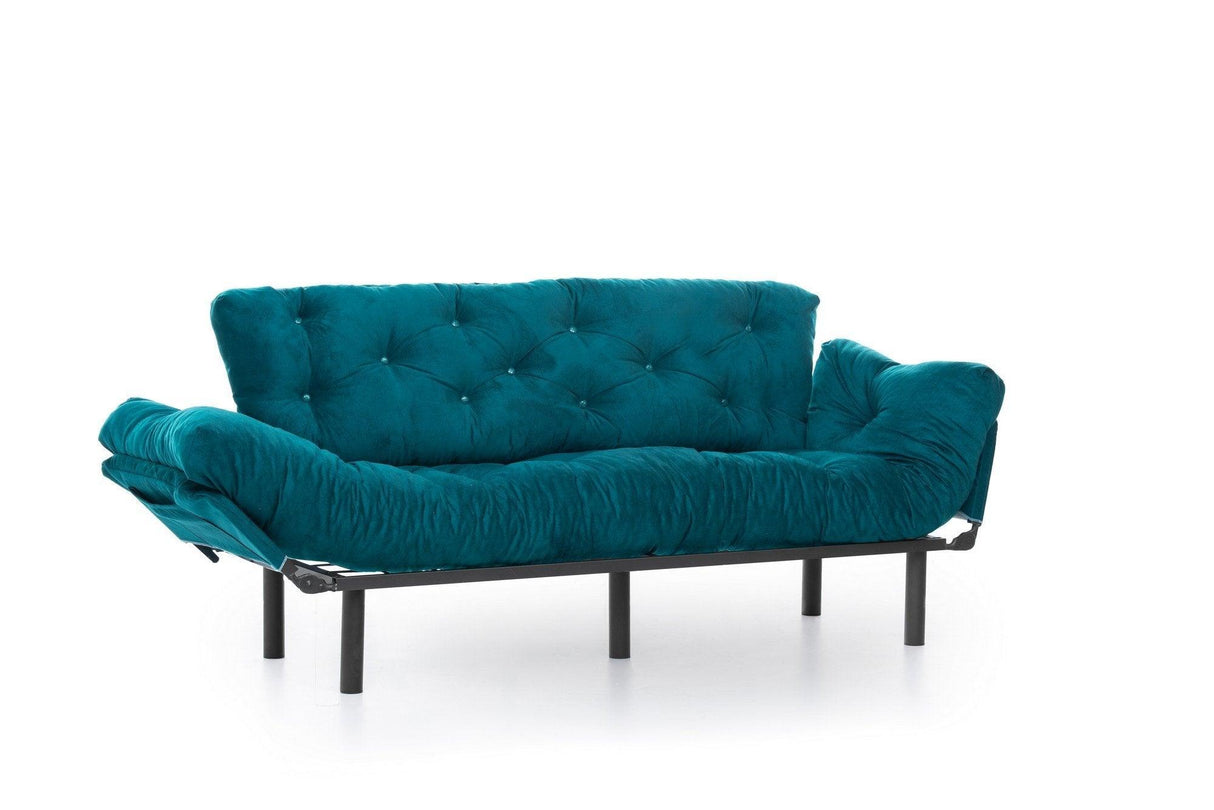 Canapea extensibilă 3 locuri Nitta Triple, Diverse culori, 185x70x85 cm - Verde petrol | SKU: 859FTN1365 | Canapea extensibilă 3 locuri Nitta Triple, 185x70x85 cm, varianta Verde petrol, produs pentru amenajarea locuinței, disponibil online în România la CasaMob