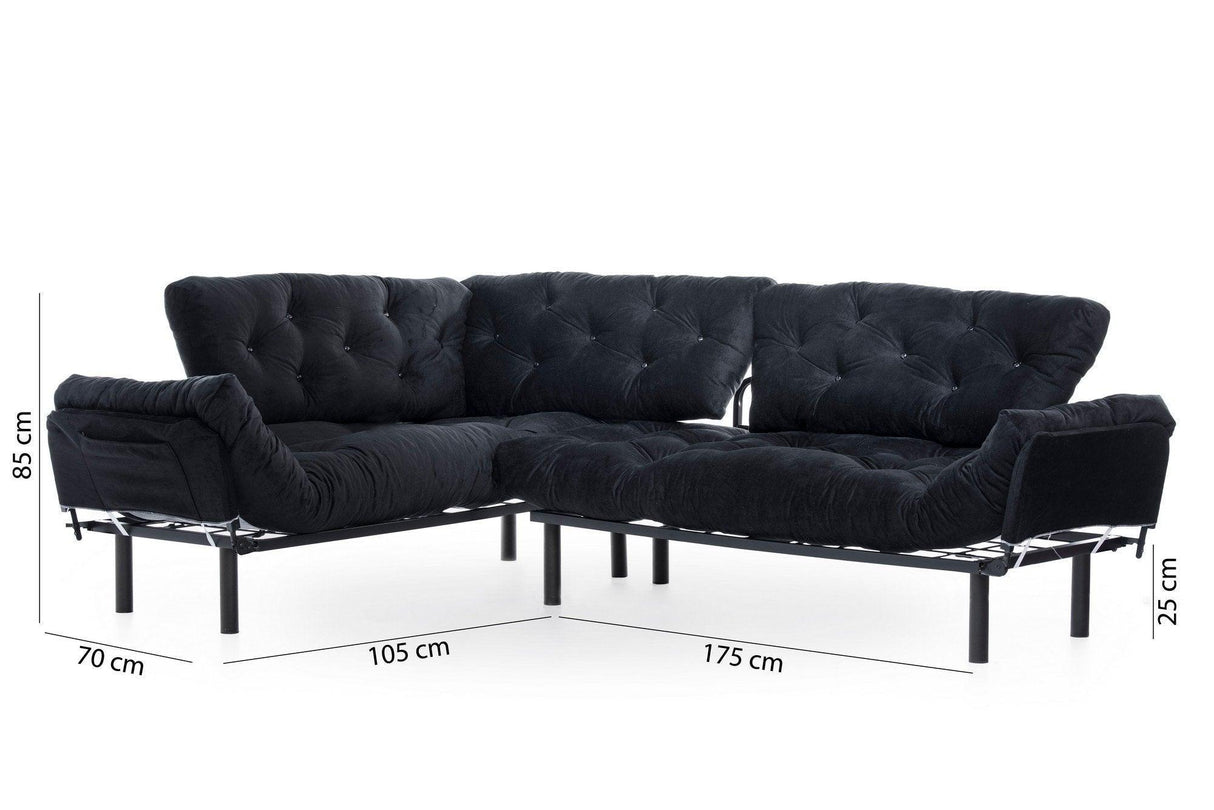 Canapea extensibilă de colț Mocca, interschimbabil, Diverse culori, 147x53x45 cm - Negru | SKU: 859FTN2007 | Canapea extensibilă de colț Mocca, interschimbabil, 147x53x45 cm, varianta Negru, produs pentru amenajarea locuinței, disponibil online în România la CasaMob