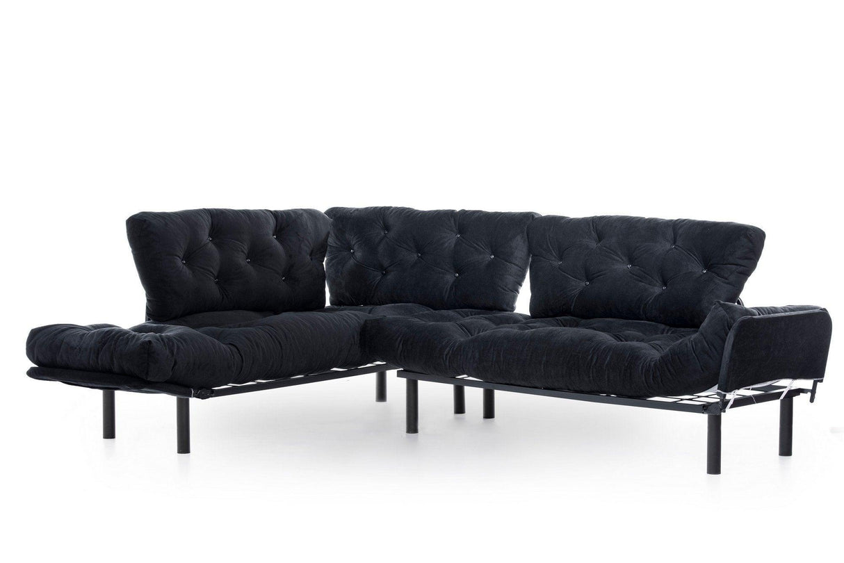 Canapea extensibilă de colț Mocca, interschimbabil, Diverse culori, 147x53x45 cm - Negru | SKU: 859FTN2007 | Canapea extensibilă de colț Mocca, interschimbabil, 147x53x45 cm, varianta Negru, produs pentru amenajarea locuinței, disponibil online în România la CasaMob