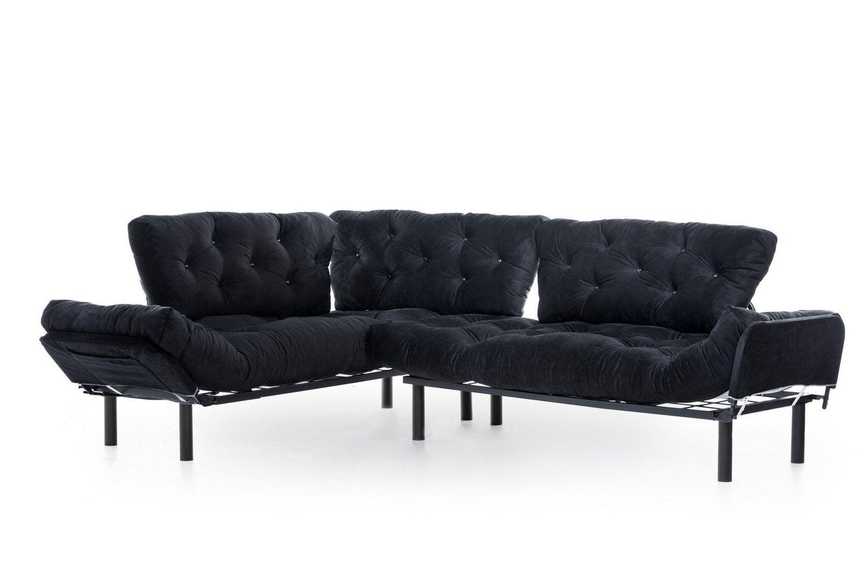 Canapea extensibilă de colț Mocca, interschimbabil, Diverse culori, 147x53x45 cm - Negru | SKU: 859FTN2007 | Canapea extensibilă de colț Mocca, interschimbabil, 147x53x45 cm, varianta Negru, produs pentru amenajarea locuinței, disponibil online în România la CasaMob