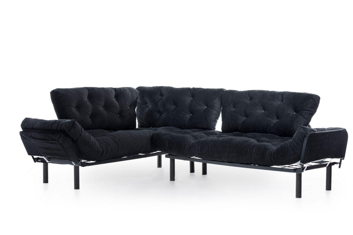 Canapea extensibilă de colț Mocca, interschimbabil, Diverse culori, 147x53x45 cm - Negru | SKU: 859FTN2007 | Canapea extensibilă de colț Mocca, interschimbabil, 147x53x45 cm, varianta Negru, produs pentru amenajarea locuinței, disponibil online în România la CasaMob