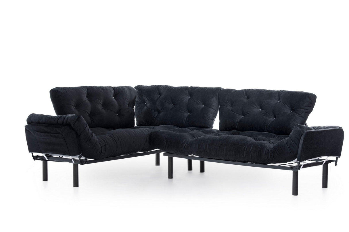 Canapea extensibilă de colț Mocca, interschimbabil, Diverse culori, 147x53x45 cm - Negru | SKU: 859FTN2007 | Canapea extensibilă de colț Mocca, interschimbabil, 147x53x45 cm, varianta Negru, produs pentru amenajarea locuinței, disponibil online în România la CasaMob