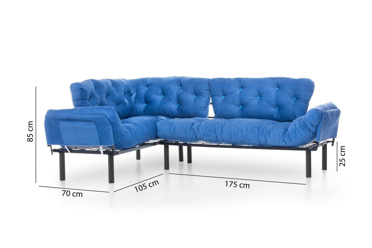 Canapea extensibilă de colț Mocca, interschimbabil, Diverse culori, 147x53x45 cm - Albastru | SKU: 859FTN2008 | Canapea extensibilă de colț Mocca, interschimbabil, 147x53x45 cm, varianta Albastru, produs pentru amenajarea locuinței, disponibil online în România la CasaMob