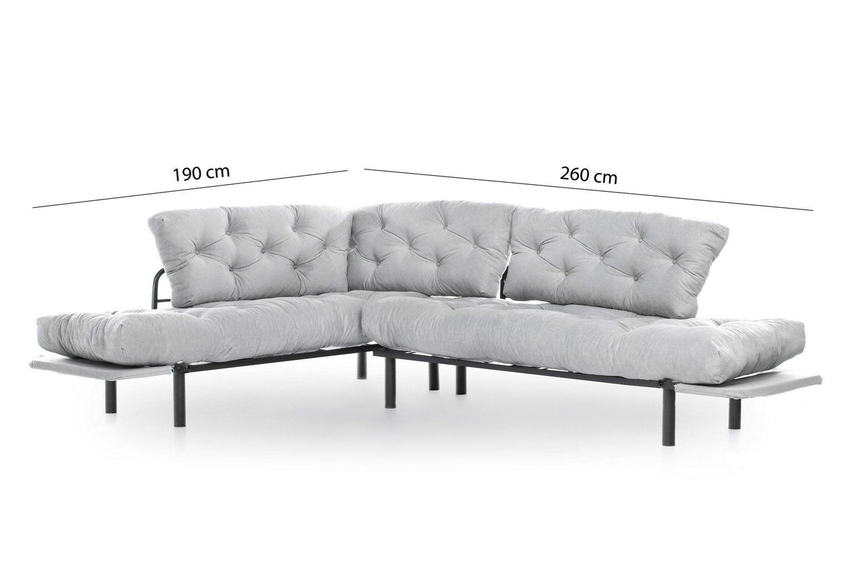 Canapea extensibilă de colț Mocca, interschimbabil, Diverse culori, 147x53x45 cm - Gri deschis | SKU: 859FTN2012 | Canapea extensibilă de colț Mocca, interschimbabil, 147x53x45 cm, varianta Gri deschis, produs pentru amenajarea locuinței, disponibil online în România la CasaMob