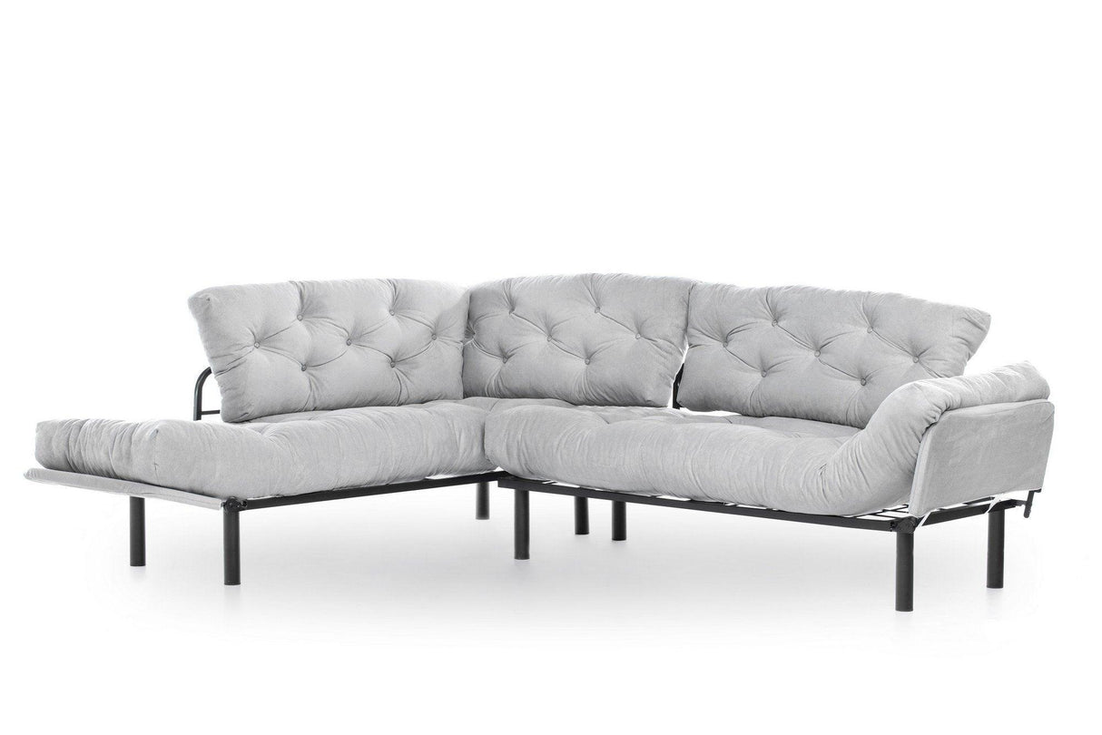 Canapea extensibilă de colț Mocca, interschimbabil, Diverse culori, 147x53x45 cm - Gri deschis | SKU: 859FTN2012 | Canapea extensibilă de colț Mocca, interschimbabil, 147x53x45 cm, varianta Gri deschis, produs pentru amenajarea locuinței, disponibil online în România la CasaMob