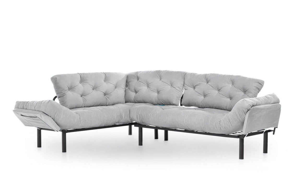 Canapea extensibilă de colț Mocca, interschimbabil, Diverse culori, 147x53x45 cm - Gri deschis | SKU: 859FTN2012 | Canapea extensibilă de colț Mocca, interschimbabil, 147x53x45 cm, varianta Gri deschis, produs pentru amenajarea locuinței, disponibil online în România la CasaMob
