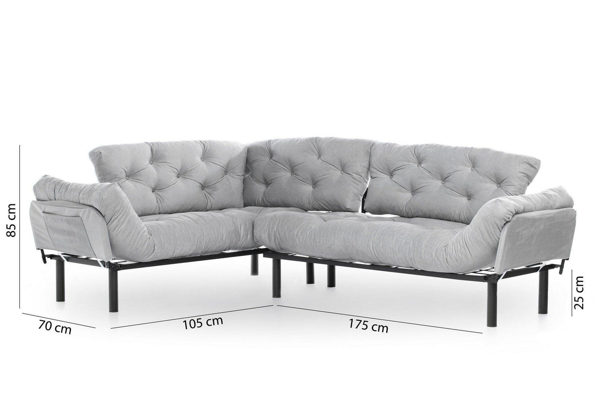 Canapea extensibilă de colț Mocca, interschimbabil, Diverse culori, 147x53x45 cm - Gri deschis | SKU: 859FTN2012 | Canapea extensibilă de colț Mocca, interschimbabil, 147x53x45 cm, varianta Gri deschis, produs pentru amenajarea locuinței, disponibil online în România la CasaMob