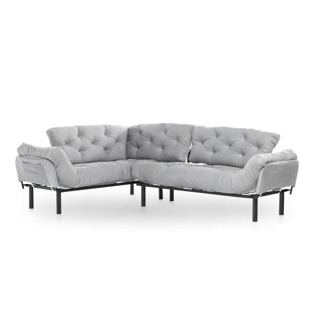 Canapea extensibilă de colț Mocca, interschimbabil, Diverse culori, 147x53x45 cm - Gri deschis | SKU: 859FTN2012 | Canapea extensibilă de colț Mocca, interschimbabil, 147x53x45 cm, varianta Gri deschis, produs pentru amenajarea locuinței, disponibil online în România la CasaMob