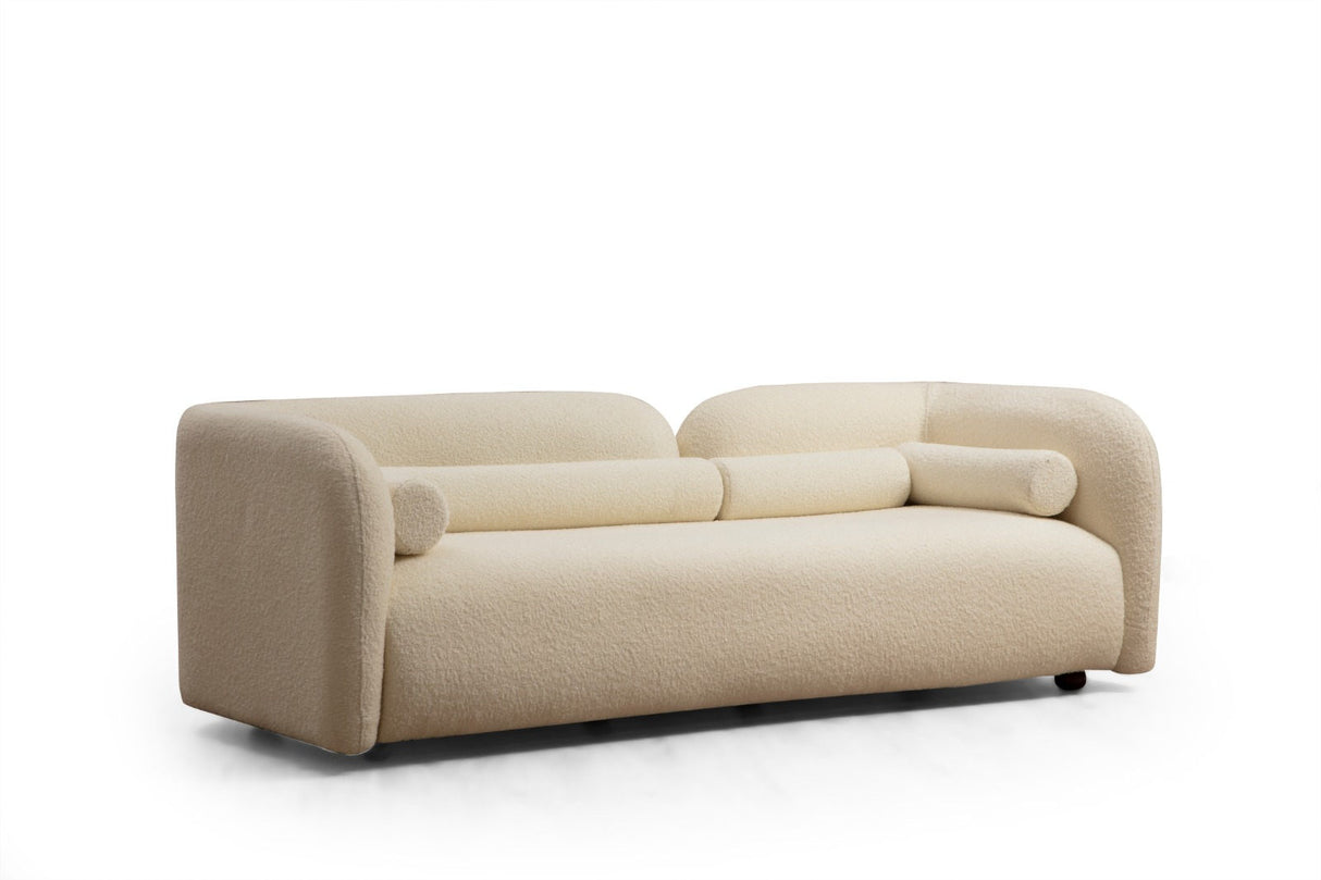 Canapea fixă 3 locuri Victoria Cream Bouclette, Crem
