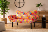 Canapea extensibilă 2 locuri Chatto, Patchwork, Multicolor, 150x70x75 cm