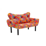 Canapea extensibilă 2 locuri Chatto, Patchwork, Multicolor, 150x70x75 cm