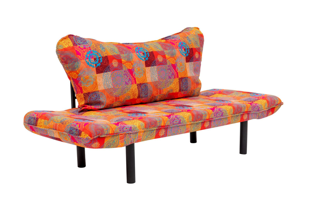 Canapea extensibilă 2 locuri Chatto, Patchwork, Multicolor, 150x70x75 cm