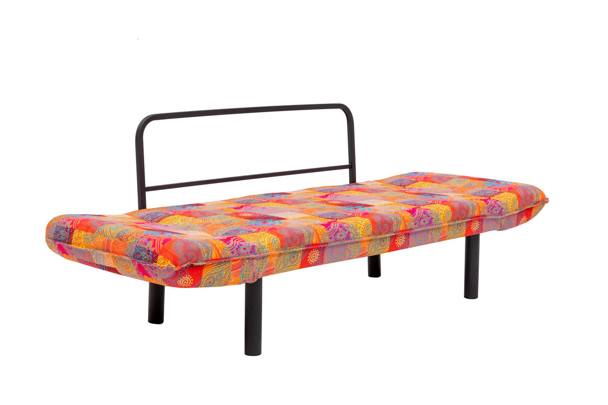 Canapea extensibilă 2 locuri Chatto, Patchwork, Multicolor, 150x70x75 cm