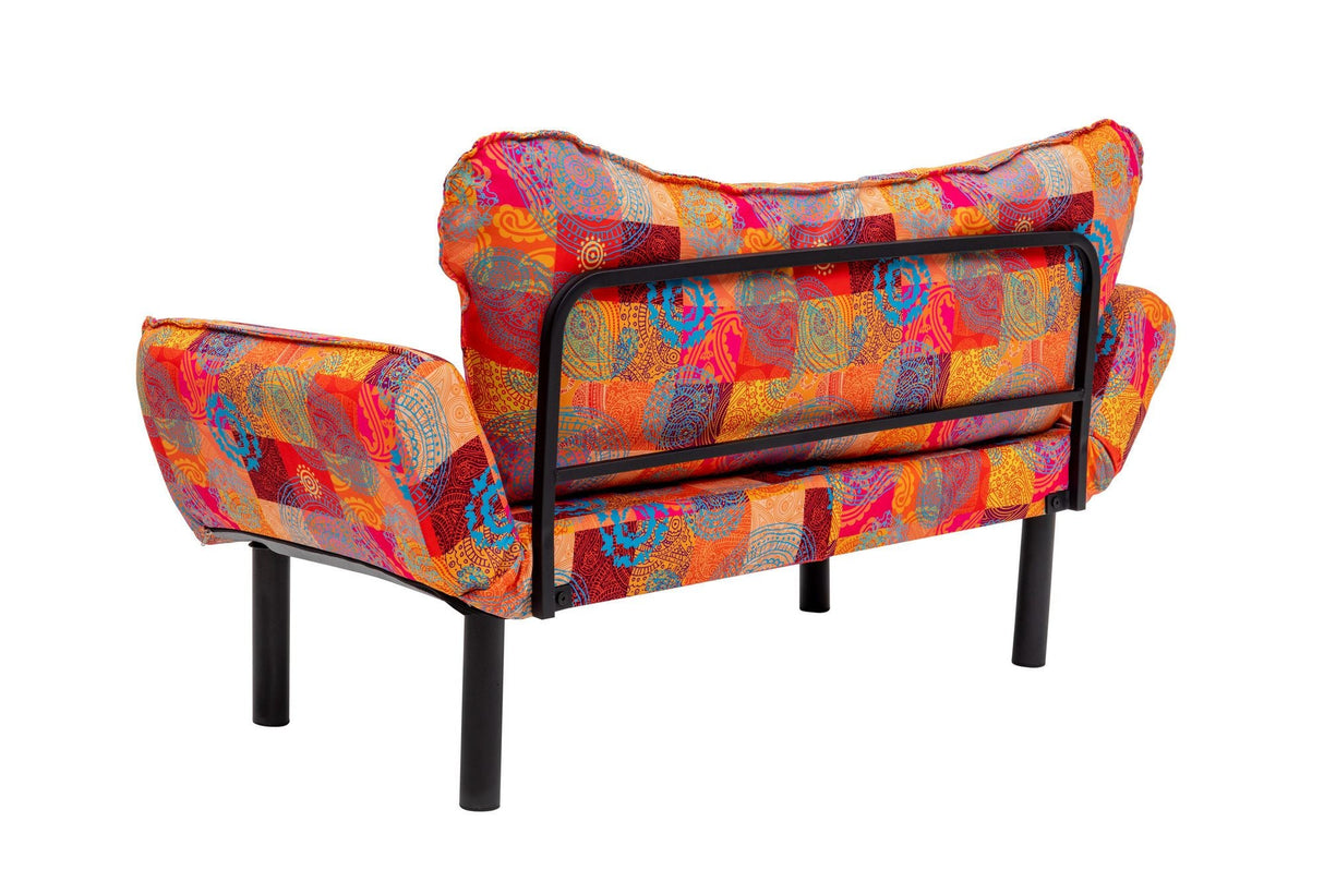 Canapea extensibilă 2 locuri Chatto, Patchwork, Multicolor, 150x70x75 cm