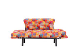 Canapea extensibilă 2 locuri Nitta, Patchwork, Multicolor, 155x70x80 cm