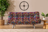 Canapea extensibilă 3 locuri Misa, Patchwork, Multicolor, 175x52x40 cm