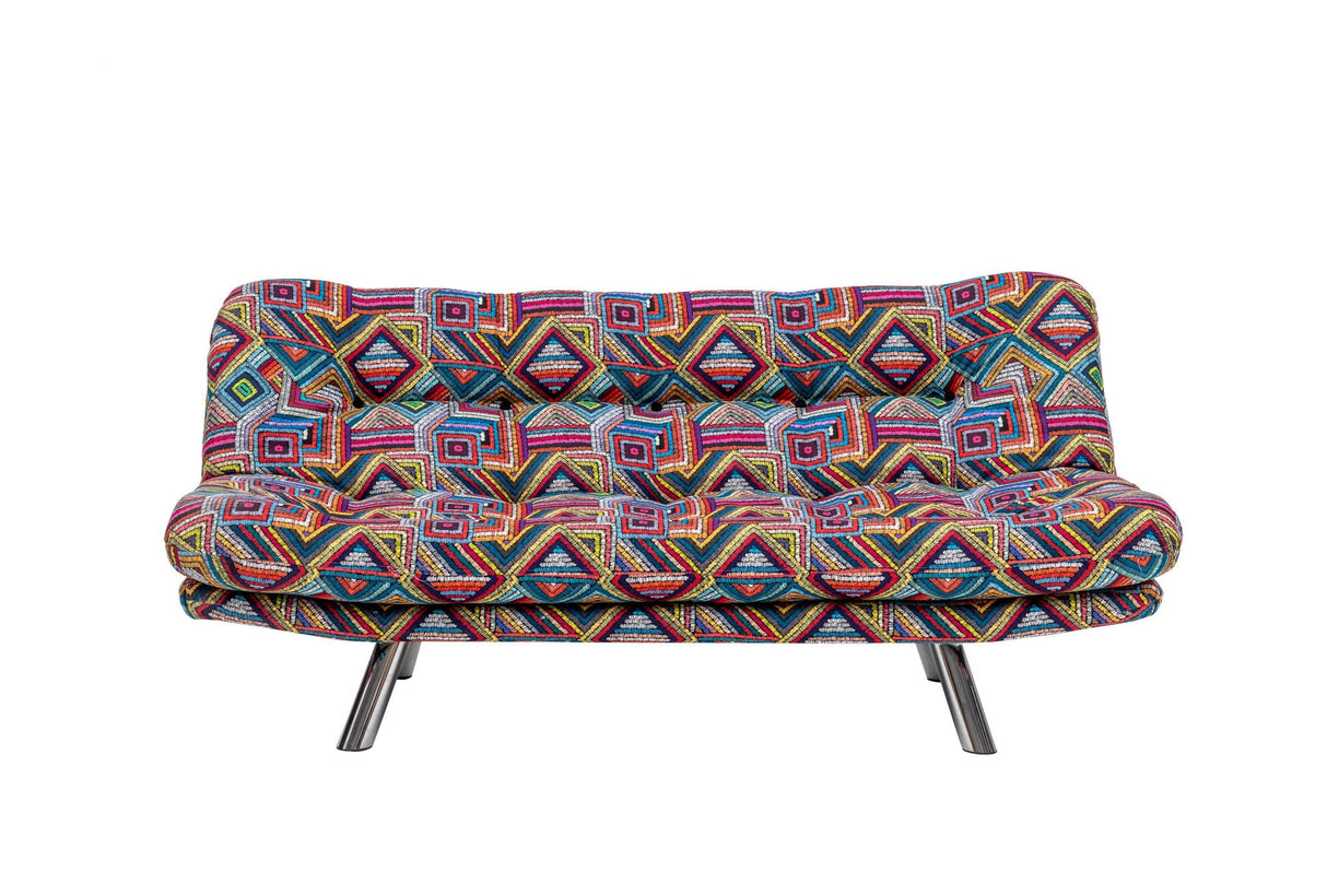 Canapea extensibilă 3 locuri Misa, Patchwork, Multicolor, 175x52x40 cm