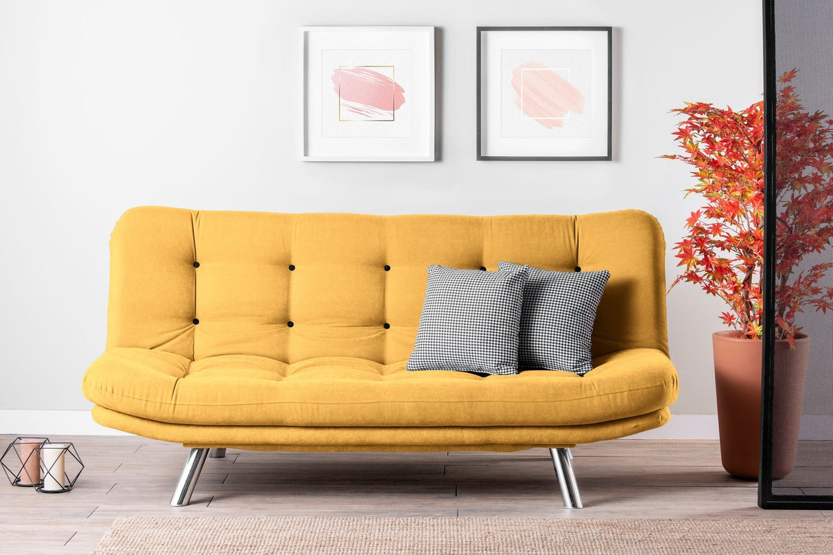 Canapea extensibilă 3 locuri Misa, Diverse culori, 200x105x95 cm - Muștar | SKU: 859FTN2809 | Canapea extensibilă 3 locuri Misa, 200x105x95 cm, varianta Muștar, produs pentru amenajarea locuinței, disponibil online în România la CasaMob