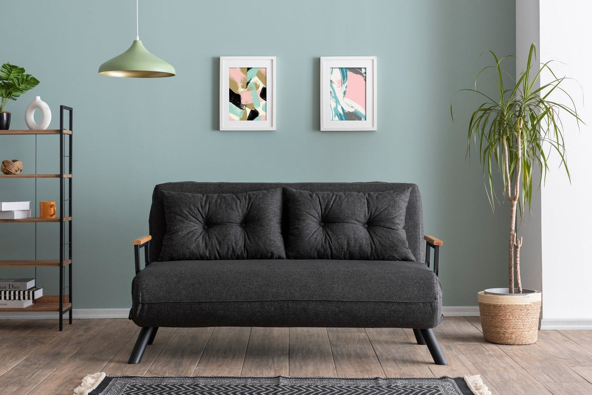 Canapea extensibilă 2 locuri Sando, Diverse culori, 133x50x41 cm - Gri închis | SKU: 859FTN2824 | Canapea extensibilă 2 locuri Sando, 133x50x41 cm, varianta Gri închis, produs pentru amenajarea locuinței, disponibil online în România la CasaMob