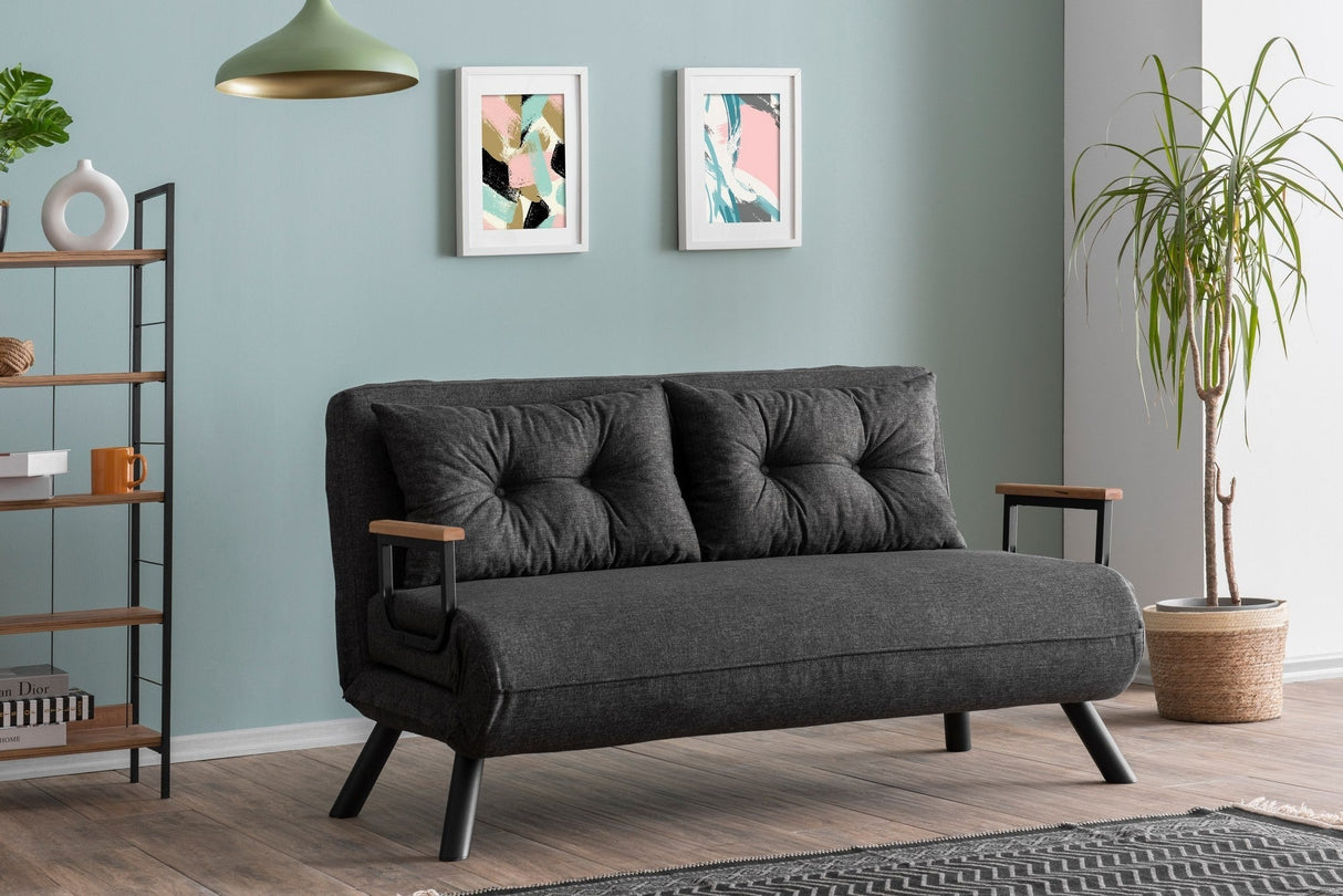 Canapea extensibilă 2 locuri Sando, Diverse culori, 133x50x41 cm - Gri închis | SKU: 859FTN2824 | Canapea extensibilă 2 locuri Sando, 133x50x41 cm, varianta Gri închis, produs pentru amenajarea locuinței, disponibil online în România la CasaMob