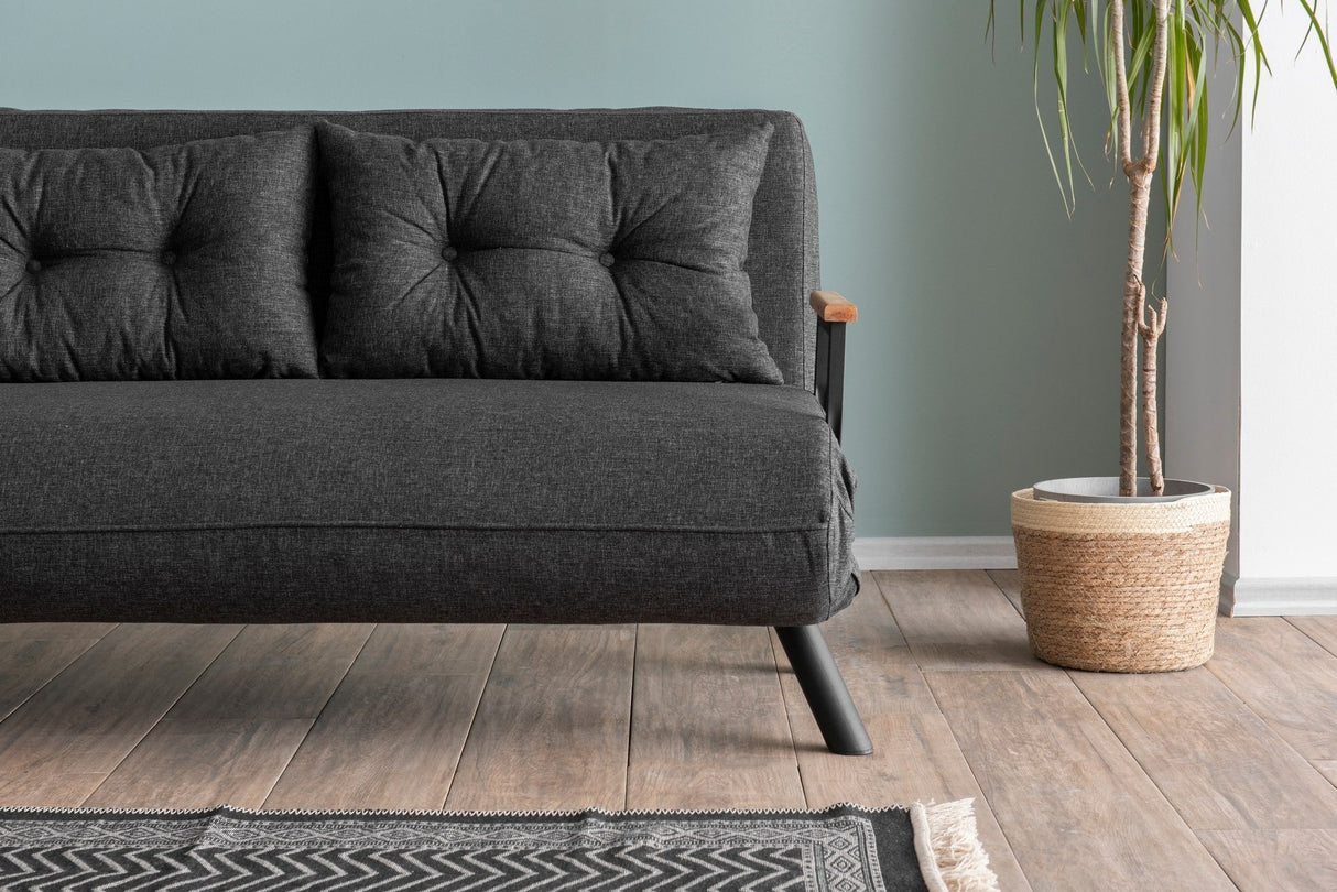 Canapea extensibilă 2 locuri Sando, Diverse culori, 133x50x41 cm - Gri închis | SKU: 859FTN2824 | Canapea extensibilă 2 locuri Sando, 133x50x41 cm, varianta Gri închis, produs pentru amenajarea locuinței, disponibil online în România la CasaMob
