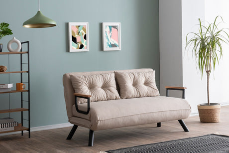 Canapea extensibilă 2 locuri Sando, Versiunea 2, Crem, 133x50x41 cm