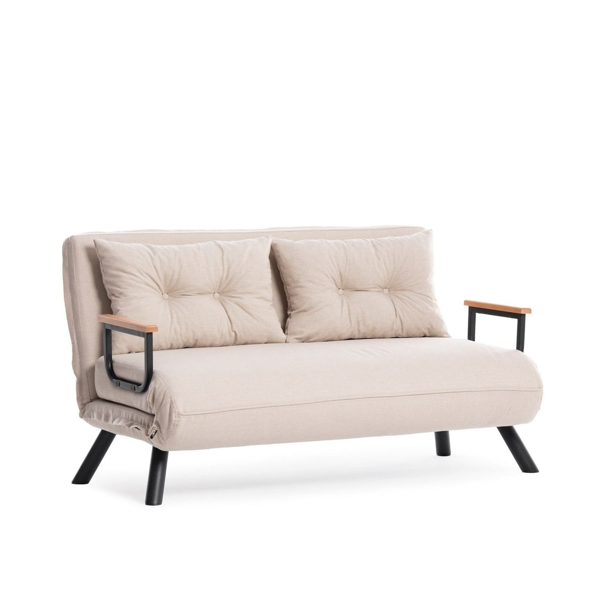 Canapea extensibilă 2 locuri Sando, Versiunea 2, Crem, 133x50x41 cm