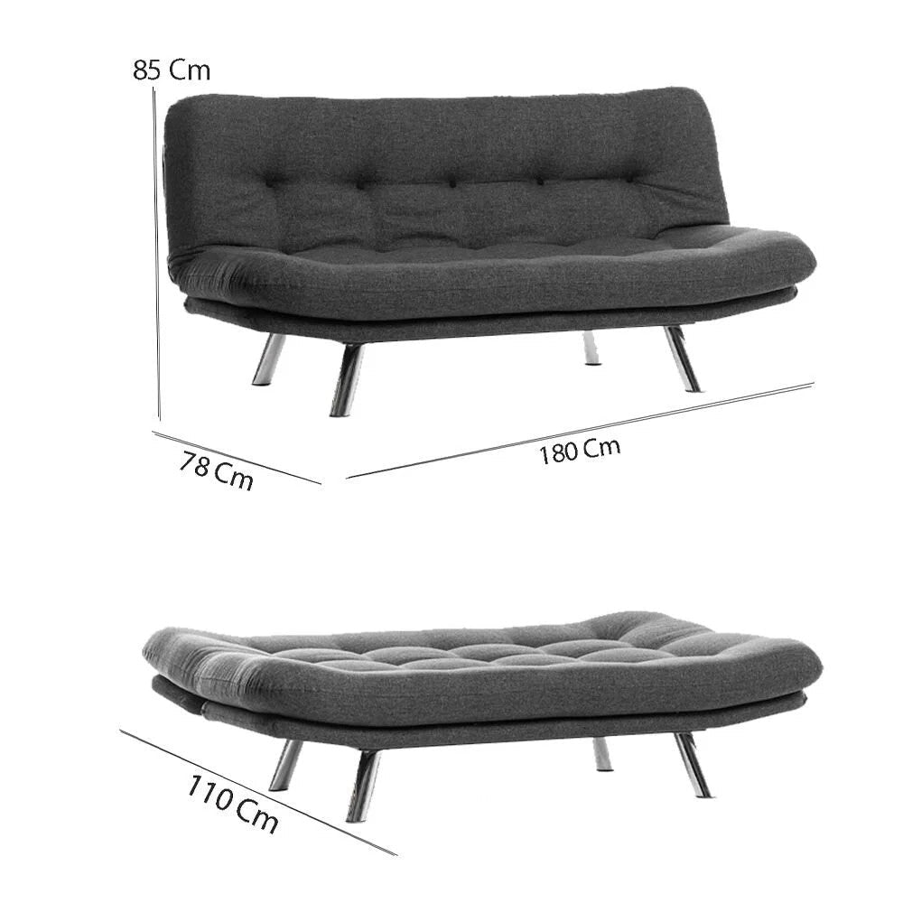 Canapea extensibilă 3 locuri Misa, Diverse culori, 175x52x40 cm - Gri închis | SKU: 859FTN2828 | Canapea extensibilă 3 locuri Misa, 175x52x40 cm, varianta Gri închis, produs pentru amenajarea locuinței, disponibil online în România la CasaMob