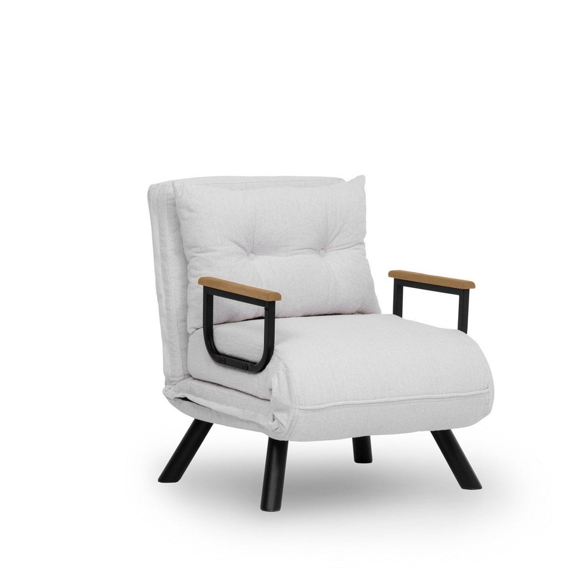 Alb | SKU: 859FTN2836 | Fotoliu extensibil Sando Single - Teddy Fabric, 67x50x41 cm, varianta Alb, produs pentru amenajarea locuinței, disponibil online în România la CasaMob
