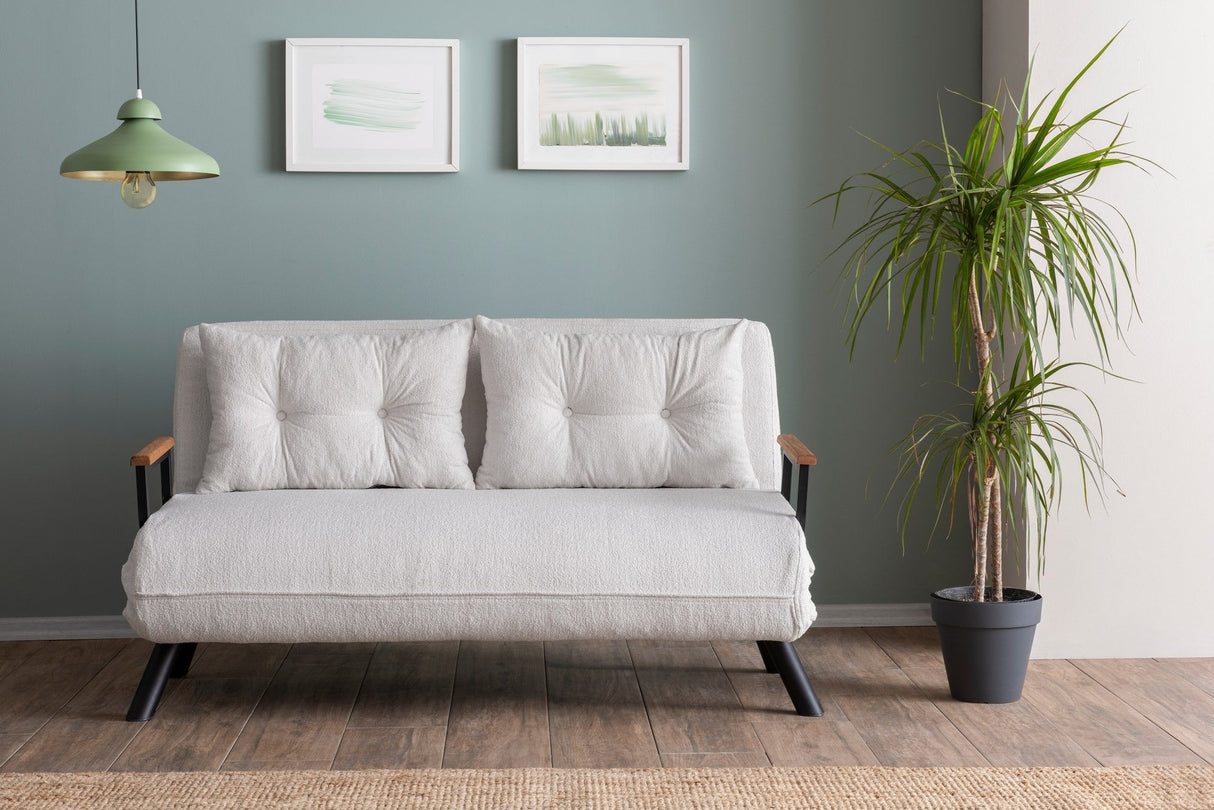 Canapea extensibilă 2 locuri Sando, Teddy, Diverse culori, 133x50x41 cm - Alb | SKU: 859FTN2838 | Canapea extensibilă 2 locuri Sando, Teddy, 133x50x41 cm, varianta Alb, produs pentru amenajarea locuinței, disponibil online în România la CasaMob