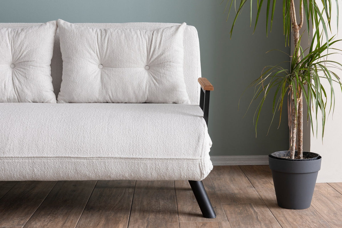 Alb | SKU: 859FTN2838 | Canapea extensibilă 2 locuri Sando, Teddy, 133x50x41 cm, varianta Alb, produs pentru amenajarea locuinței, disponibil online în România la CasaMob