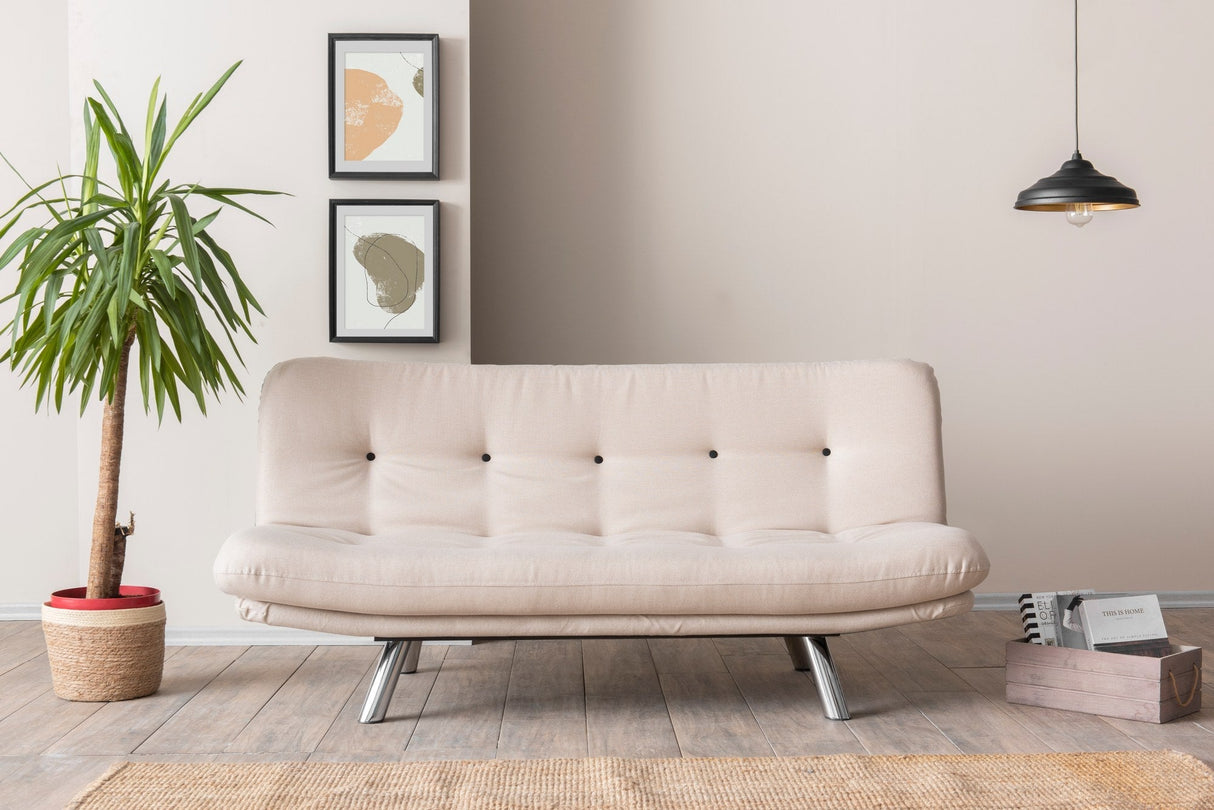 Canapea extensibilă 3 locuri Misa, Versiunea 3, Crem, 175x52x40 cm
