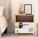 Noptieră Leva Alfa Pied, Pin atlantic - Alb, 45x40x52 cm