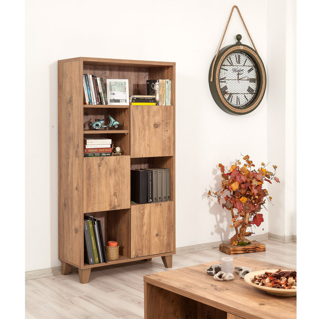 Bibliotecă Marina Flora - 200, Pin atlantic, 80x36x155 cm